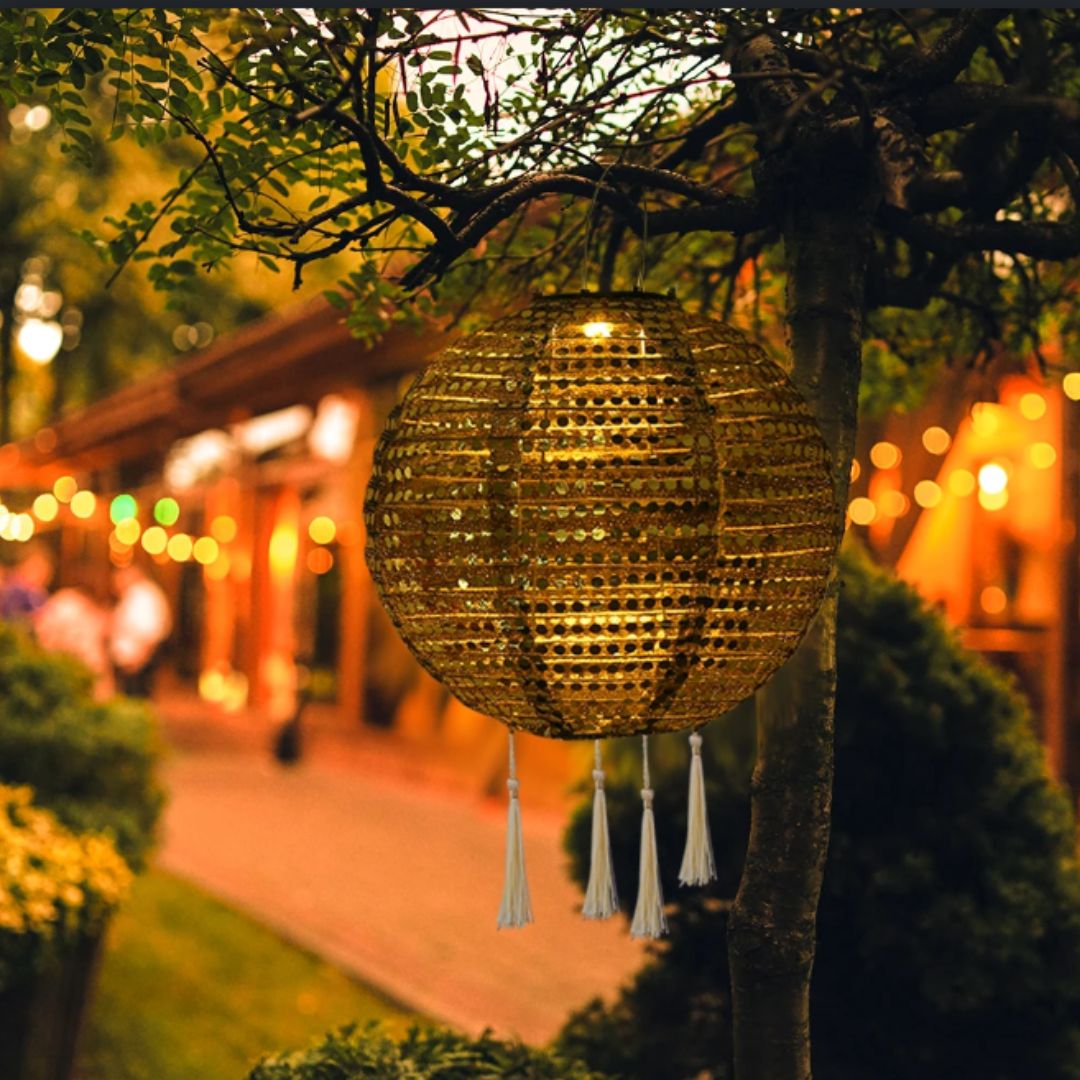 Lampadario Solare da Esterno IP44 Impermeabile Lampada a sospensione Solare da Giardino Lampadario a sospensione Boho con Paralume Luci Solari Giardino Decorative per Portico Giardino Cortile