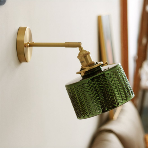 Lampada da parete in vetro verde nordico