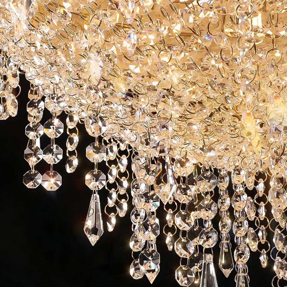 Lampadario a globo LED fiammeggiante — dettaglio