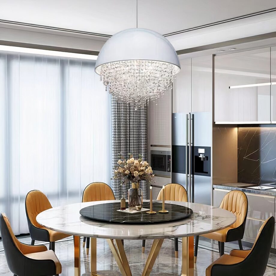 Lampadario a globo LED fiammeggiante — ulteriore dettaglio
