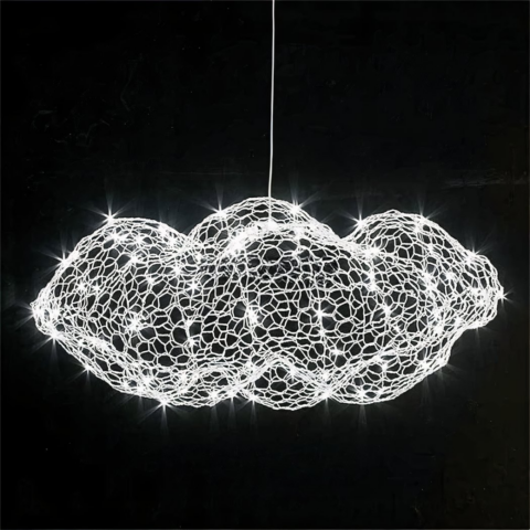 Lampadario nuage au design créatif nordique en fer sur fond noir