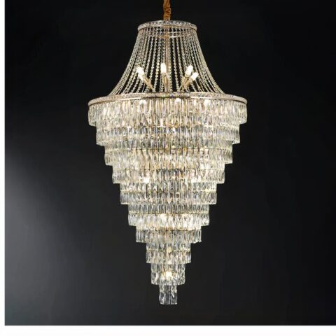 Lampadario design en cristal grand format à étage
