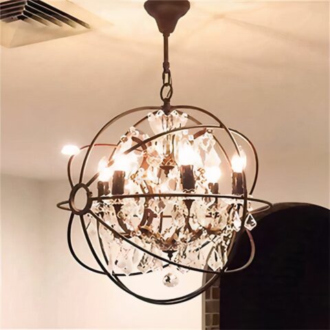 Lampadario design noir en cristal vintage