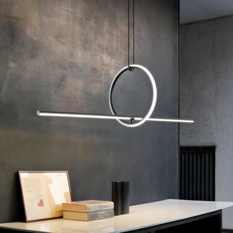 Lampadario moderne motif géométrique LED dans une salle à manger moderne