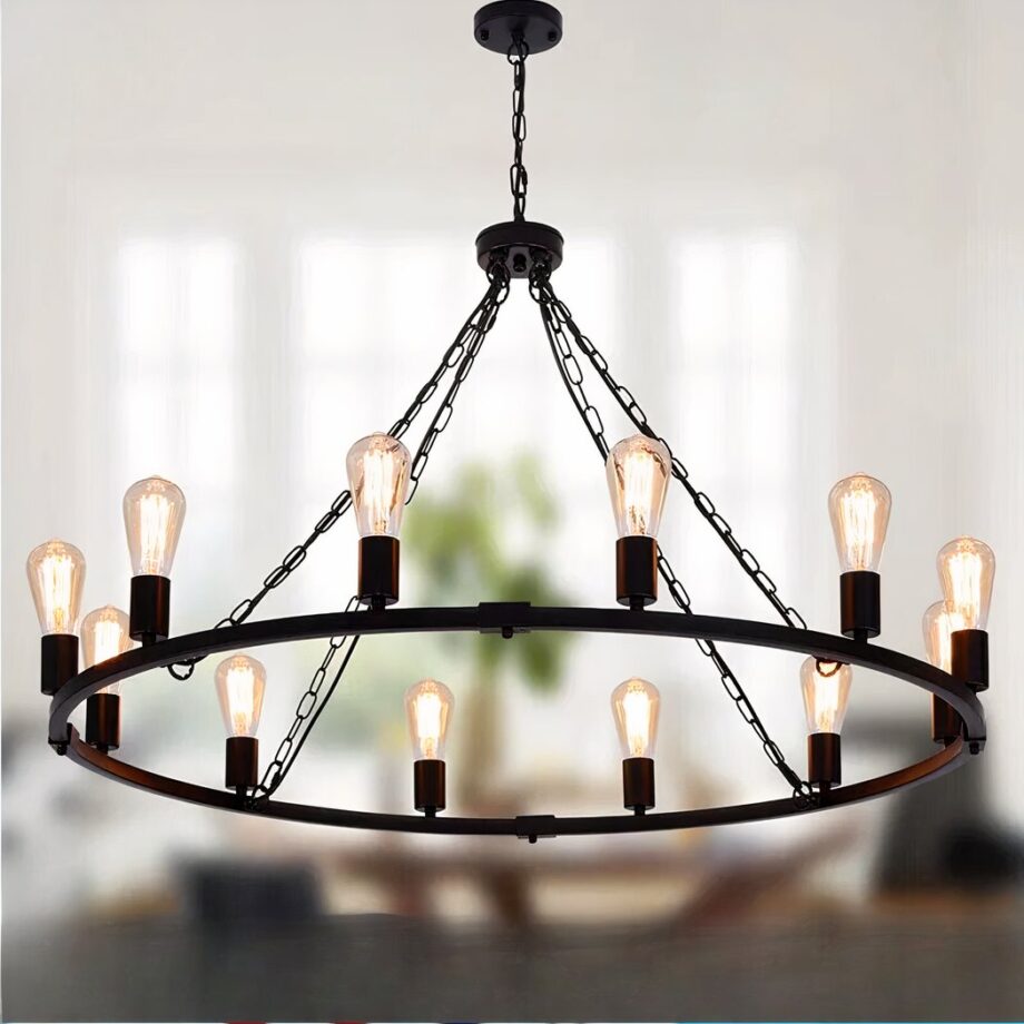Lampadario suspendu en métal décoratif au style rustique