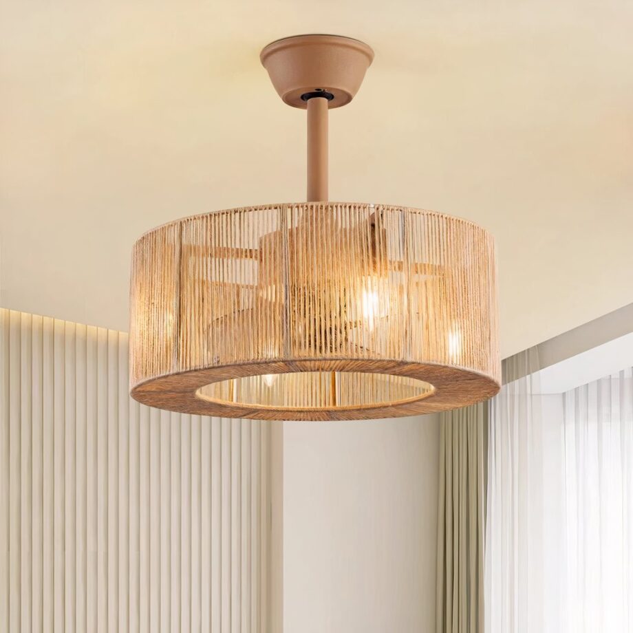 Lanterna per ventilatore da soffitto realizzata in corda intrecciata — vista principale