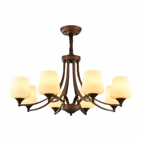 Lampadario plafonnier LED suspendu en verre et métal au design rétro
