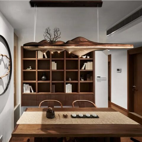Lampadario en bois.suspendu