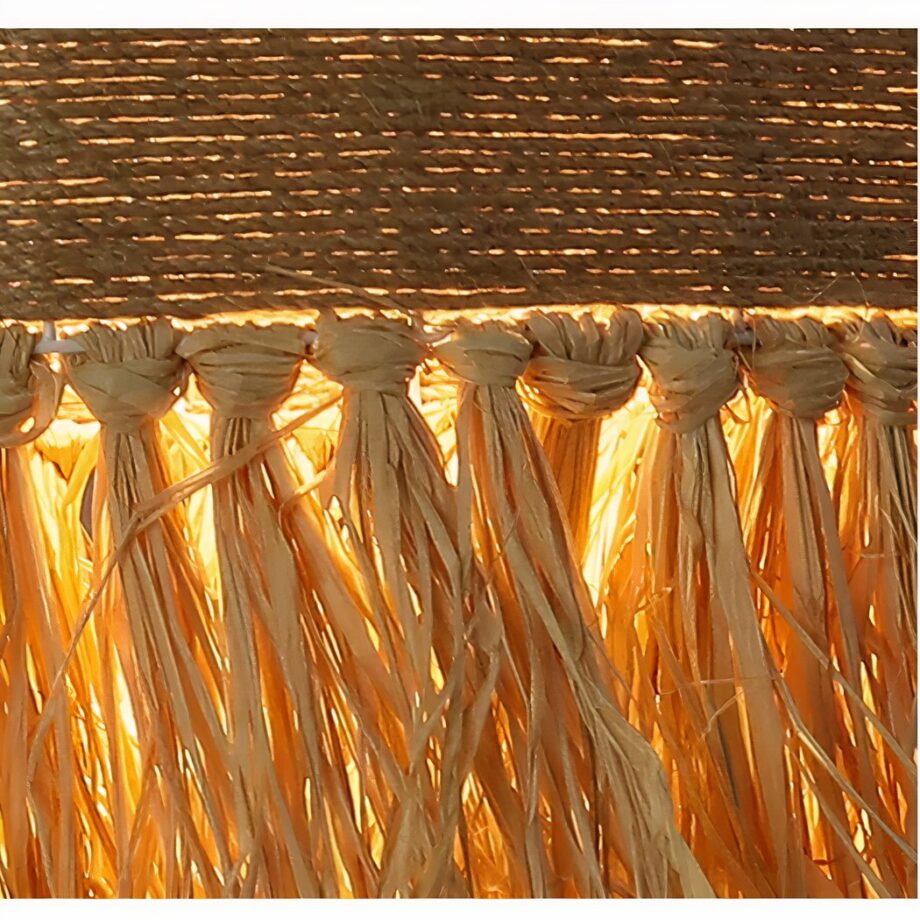 Lampadario in paglia e corda fatto a mano — ulteriore dettaglio