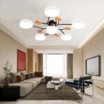 Lampadario in legno e metallo per la camera da letto degli adulti, stile scandinavo — ulteriore dettaglio