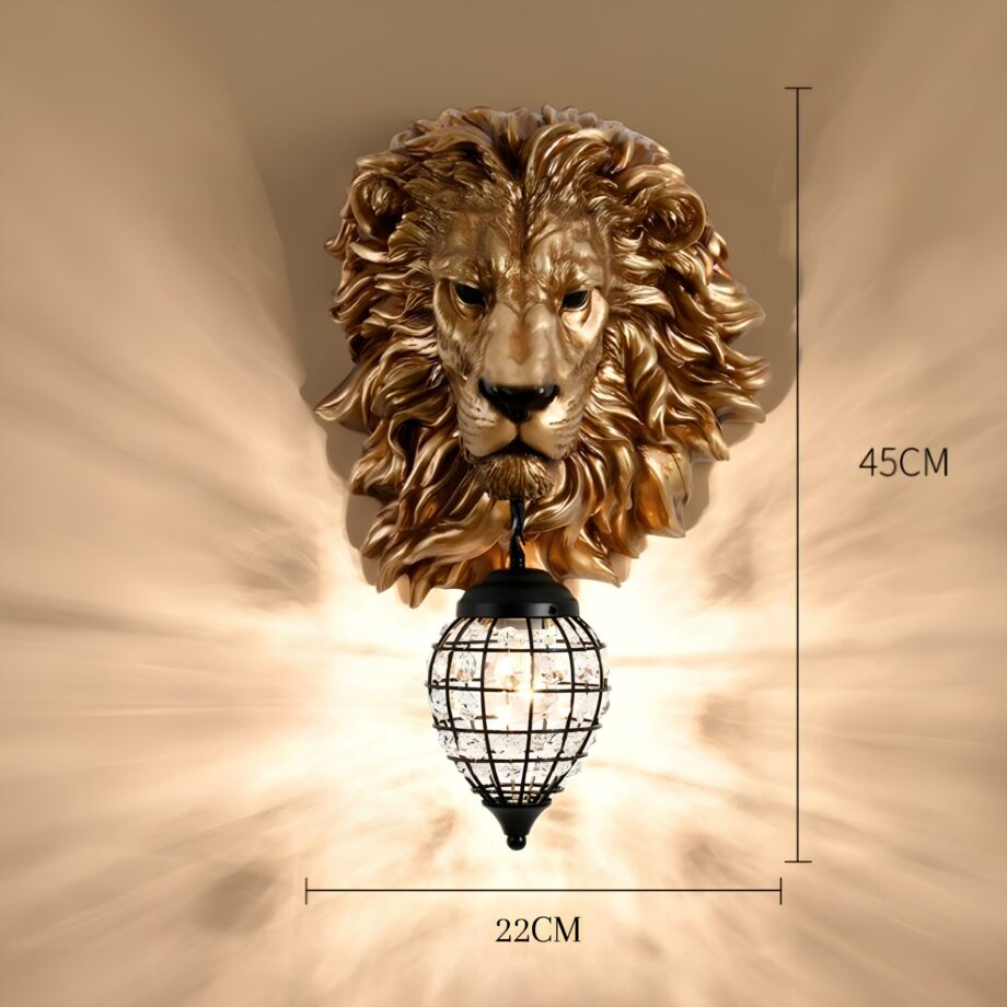 Lampada da parete a testa di leone — vista prospettica