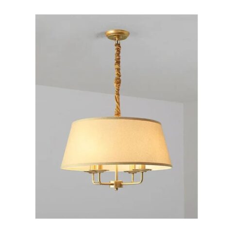 on voit sur un fond gris clair un lustre rustique marron dans le style vintage