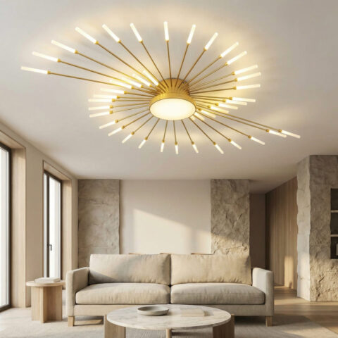 Lampadario da soffitto moderno a LED in metallo in stile fuochi d'artificio