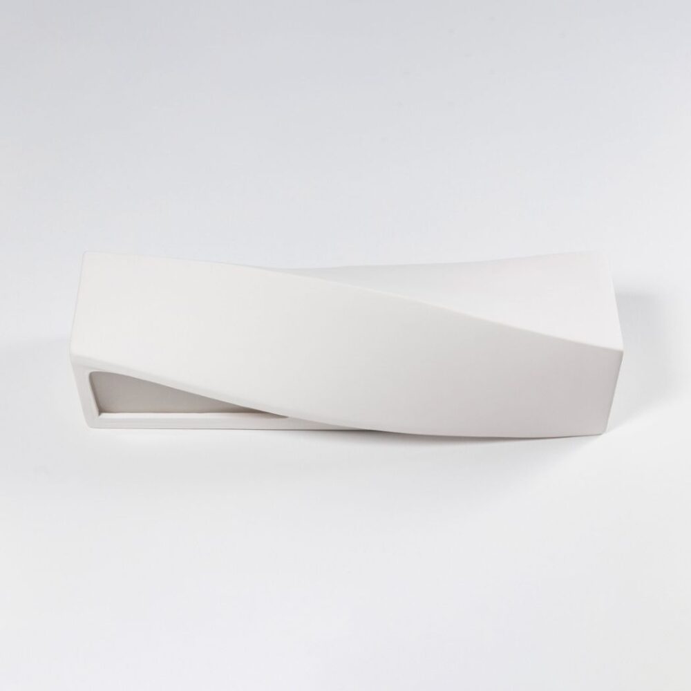 Applique rettangolare ondulata in ceramica bianca