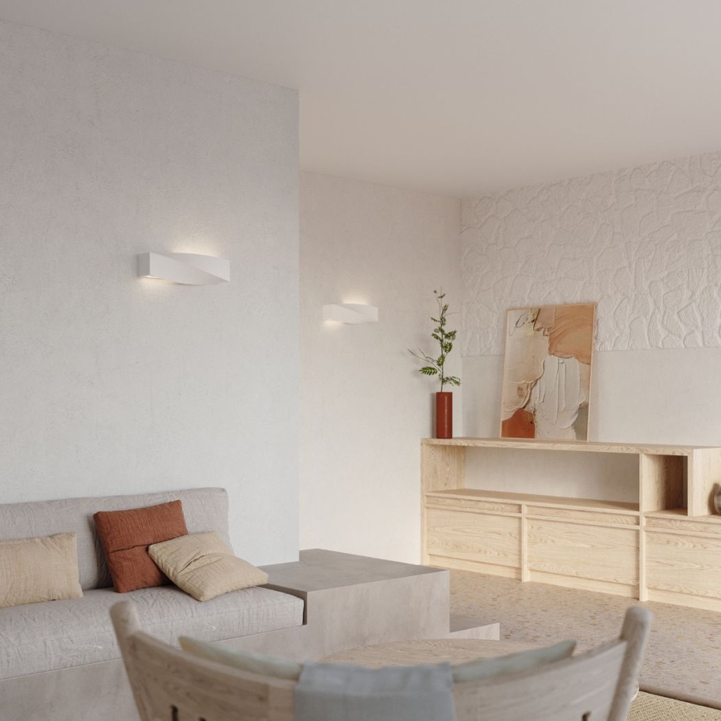 Applique rettangolare ondulata in ceramica bianca