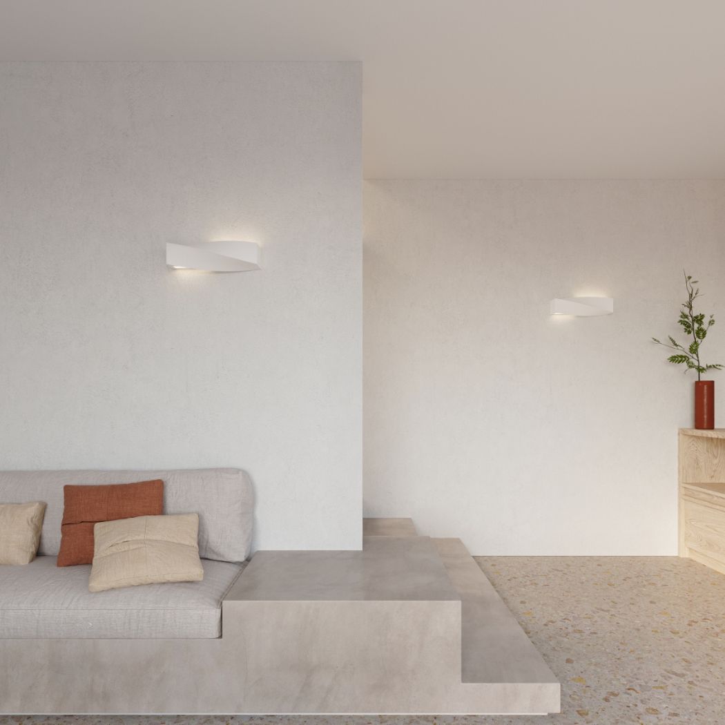 Applique rettangolare ondulata in ceramica bianca