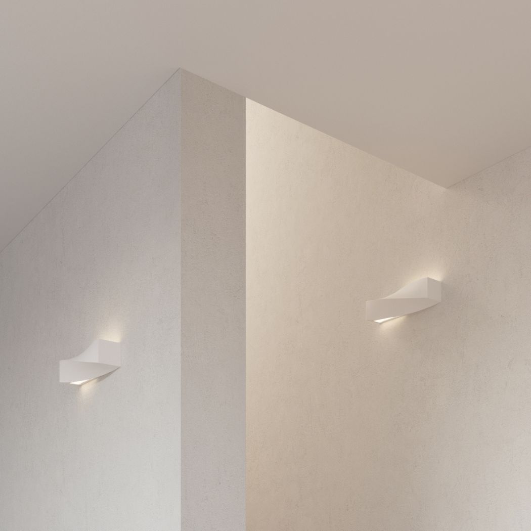 Applique rettangolare ondulata in ceramica bianca