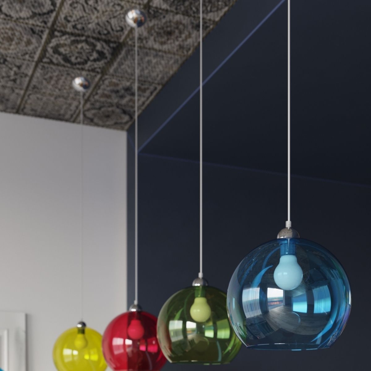 Sospensione a globo in vetro design in più colori