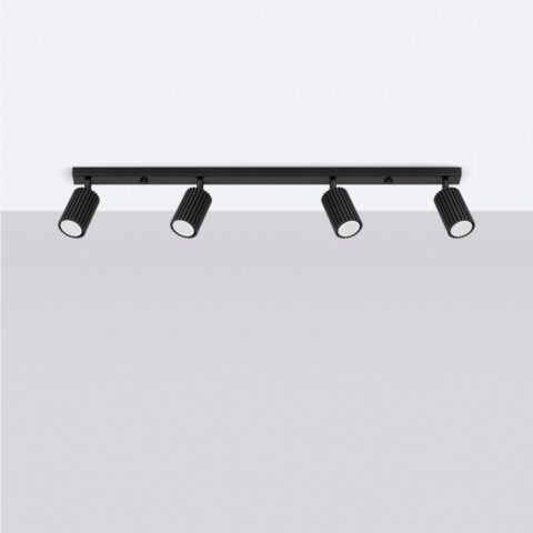 Plafoniera di design con 4 spot regolabili in alluminio