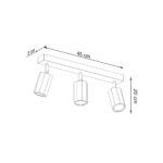 Plafoniera design in legno naturale con 3 faretti orientabili