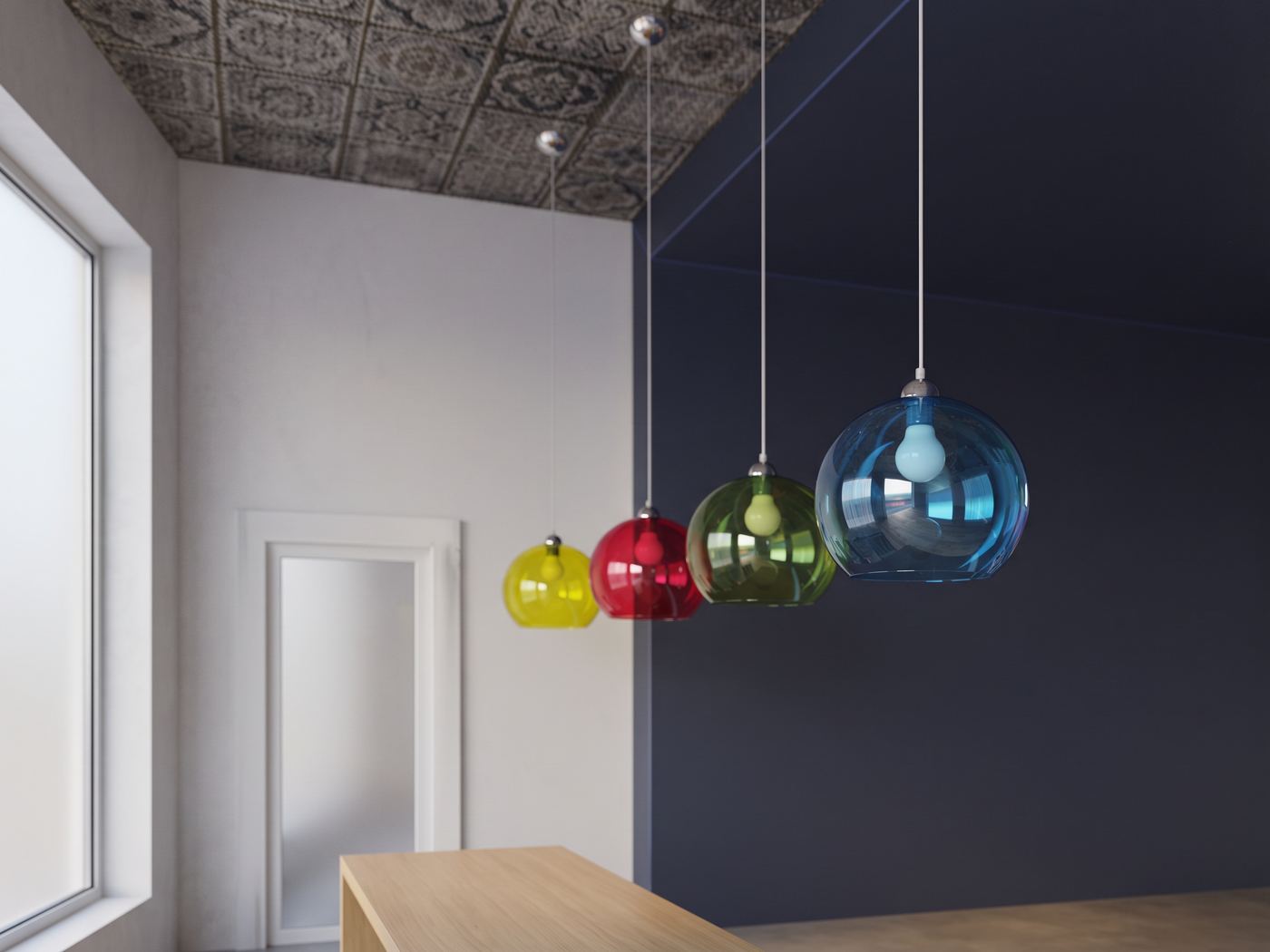 Sospensione a globo in vetro design in più colori