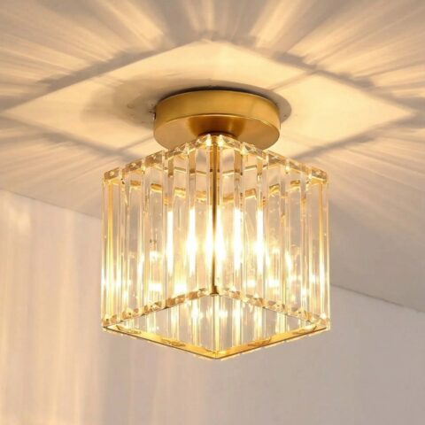 Lampadario vintage quadrato vetro effetto cristallo
