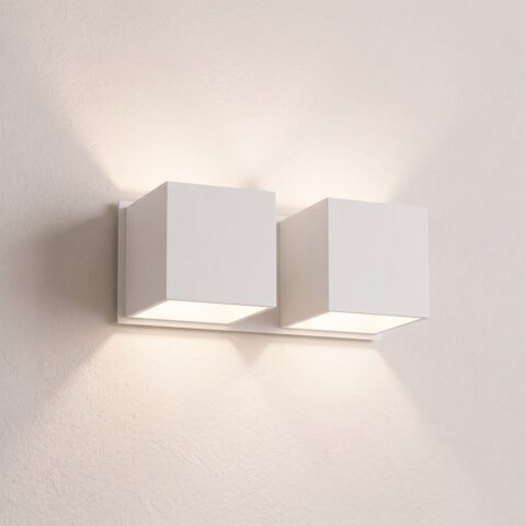 Lampada da parete moderna doppio cubo in alluminio