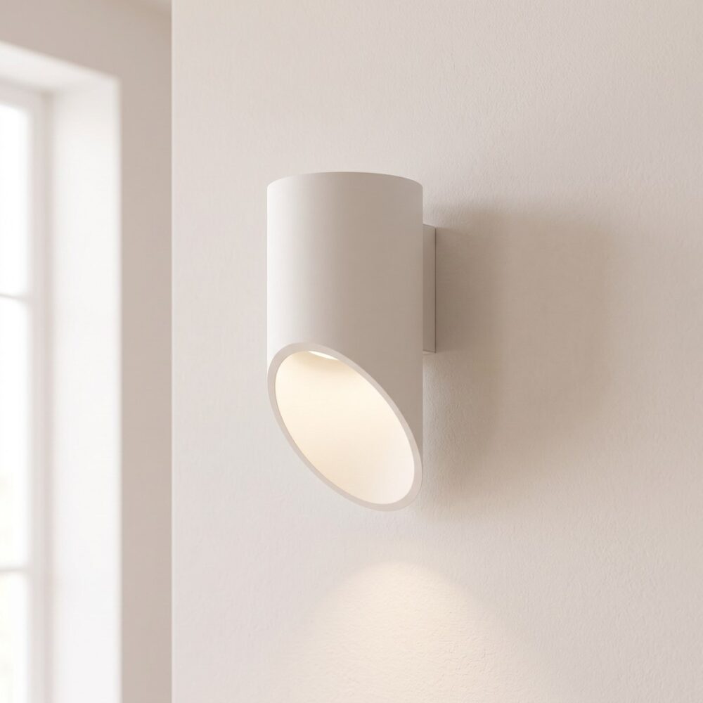Applique da parete tubo smussato 20 cm in alluminio bianco o nero