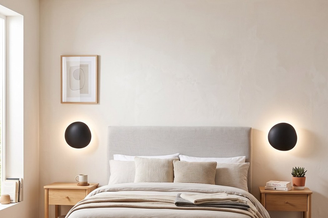 Applique da parete rotonda minimalista in acciaio bianco o nero