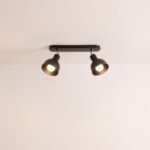 Lampadario a soffitto nero in metallo con spot orientabili