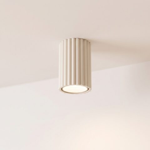 Plafoniera tubolare design in alluminio rigato beige