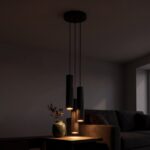 Lampadario a sospensione verticale a 3 tubi scanalati