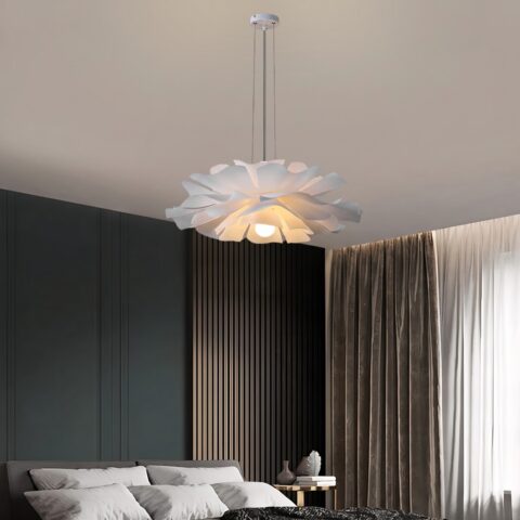 Lampada a sospensione fiore bianco, taglia L (Ø 60 cm), in camera da letto